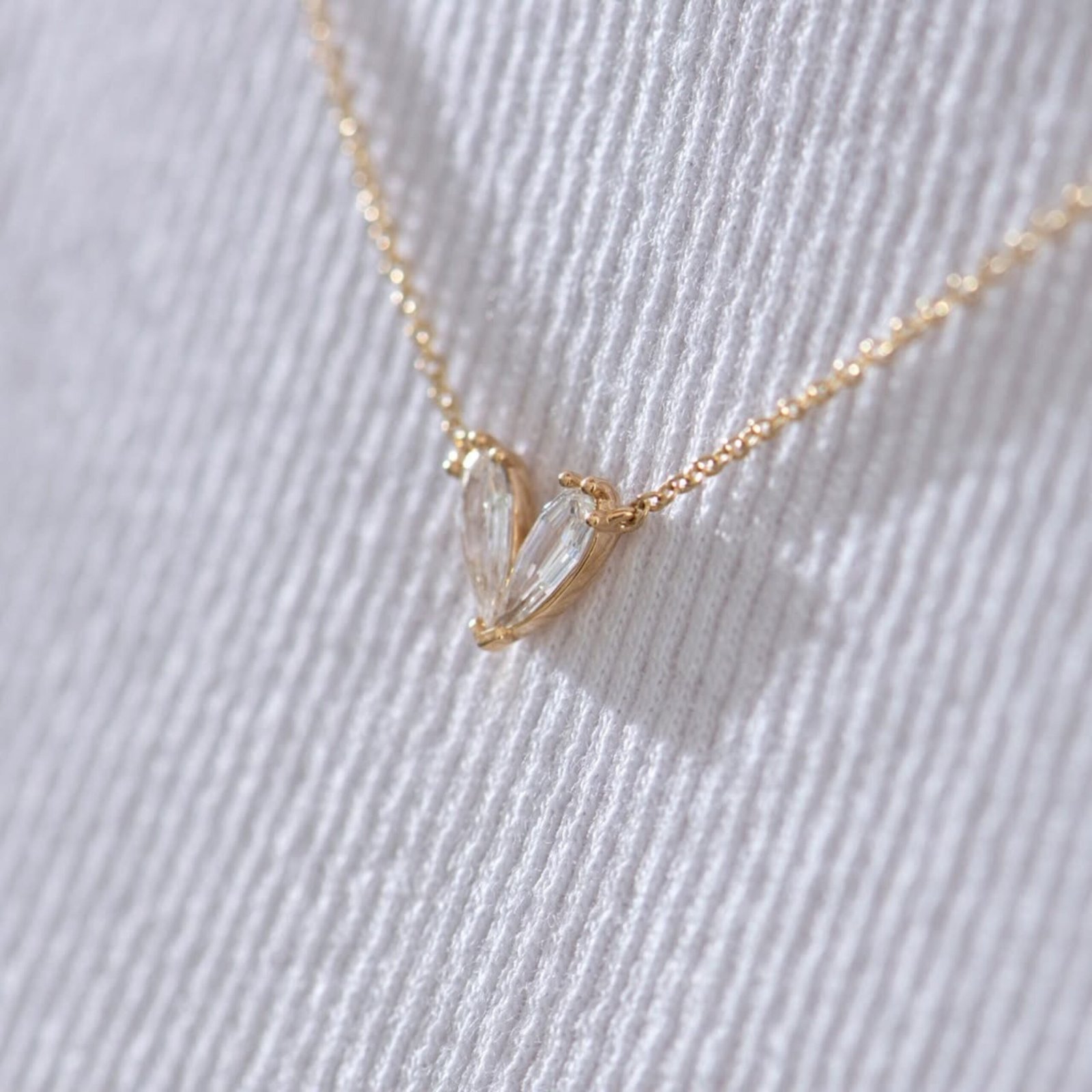 Marquise Diamond Heart Necklace Gold, Minimalist V Shape Pendant, Dainty Diamond Necklace, Gift for Her, Fine Jewelry Layering Necklace - Image 3